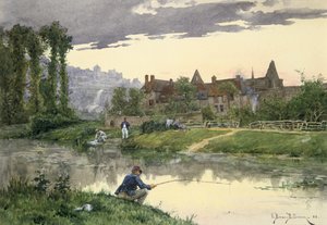Soldater ved kanten af floden, det 19. tidlige 20. århundrede af Etienne Berne Bellecour