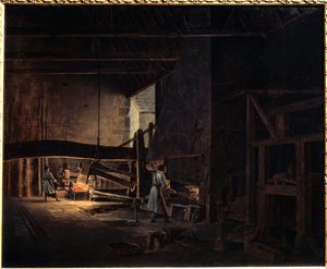 Smederne ved Chatillon sur Seine (Chatillon-sur-Seine) Maleri af Etienne Bouhot (1780-1862) 1823 Montbard, Musee des Forges de Breffan