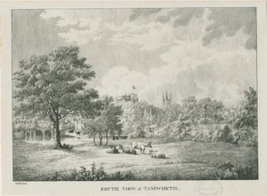 Tamworth - Fjernsyn fra syd: litografi, nd [1796-1865]
