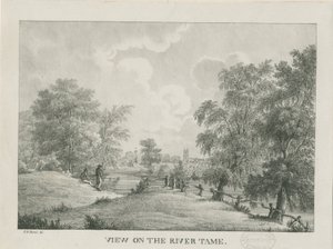 Tamworth - The River Tame: litografi, nd [1796-1865]