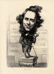 flyvende blad - Illustration af Etienne Carjat (1826-1906): Sivori Camille Camillo (1815-1894) af Etienne Carjat