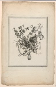 Trofæ med høstredskaber, plade 6 fra "Suite of Different Attributes, Trophys and Flower Groups," Suite II af Etienne Claude Voysard