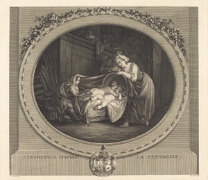 Uskyld inspirerer til ømhed af Etienne Claude Voysard after Jean Honoré Fragonard