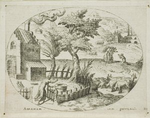 Abraham modtager de tre engle af Etienne Delaune