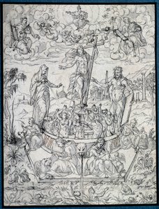 Allegori af religion. Tegning af Etienne Delaune (1518-1583/95) 1500-tallets Paris, Louvre-museet