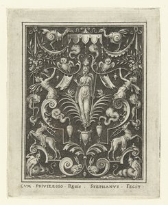 Bellona Overfladedekorationer med gudefigurer i en ramme af grotesker (senere version) (serietitel) af Etienne Delaune