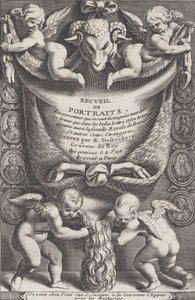Frontispice fra samling af portrætter, 1714-41. af Etienne Desrochers
