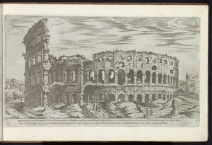 Colosseum te Rom Bouwwerken uit de oudheid (serietitel) Resterne af Roms antikke indsamlet og portrætter i perspektiv af Stefano Du Perac Parisino (serietitel om objekt)
