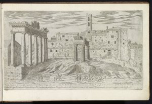 Forum Romanum i Rom Bouwwerken uit de oudheid (serietitel) Resterne af det antikke Rom indsamlet og fotograferet i perspektiv af Stefano Du Perac Parisino (serietitel om objekt) af Etienne Duperac