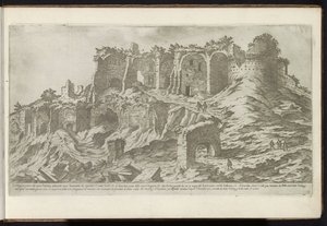 Palatijn til Rom Bouwwerken uit de oudheid (serietitel) Resterne af det antikke Rom indsamlet og fotograferet i perspektiv af Stefano Du Perac Parisino (serietitel om objekt) af Etienne Duperac