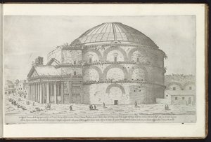 Pantheon i Rom Bouwwerken uit de oudheid (serietitel) Resterne af Roms antikke indsamlet og portrætter i perspektiv af Stefano Du Perac Parisino (serietitel om objekt) af Etienne Duperac
