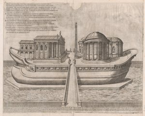 Mirror of Roman Magnificence: Temples on the Isle of Tiber, 1582., 1582. af Etienne Duperac
