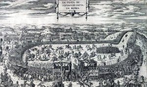 Dupérac-festen i Testaccio 1554 af Etienne Duperac