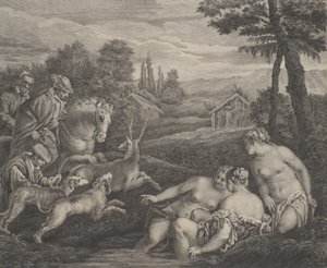 Diana og Acteon forvandlet til en kronhjort, ca. 1742.