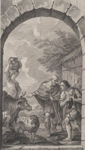 The Chapel of the Foundlings i Paris: Gruppe af hyrder foran et sommerhus, 1757.