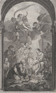 The Chapel of the Foundlings i Paris: Magi Gaspard og Melchior, der tilbeder E..., 1752.