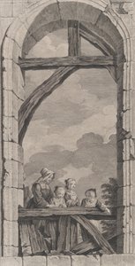 The Chapel of the Foundlings i Paris: Nonne og små piger ser på crec..., 1756.