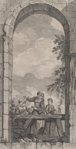 The Chapel of the Foundlings i Paris: Nonner og drenge ser på fødselsscenen,..., 1757.
