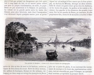 Generel udsigt over Bangkok. Tegning af E. Bocourt. af Etienne Gabriel Bocourt