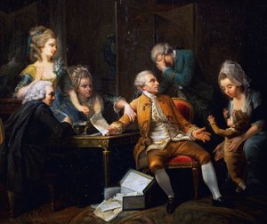 Brudt kontrakt, maleri af Jeaurat Etienne (1699-1789), Frankrig