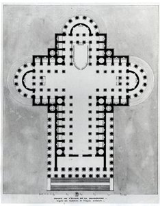 Projekt for Madeleine-kirken. Tegning. Arkitektur af Etienne Louis Boullee (Etienne-Louis Boullee), fransk arkitekt (1728-1799).