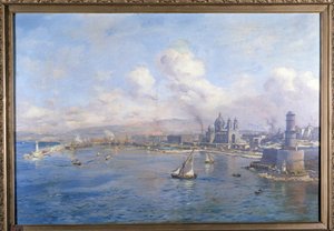 Joliette-bassinet og de nye havne i Marseille Maleri af Etienne Martin (1856-1945). Marseille Akademi af Etienne Philippe Martin