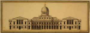 Design til U.S. Capitol, 1793 (blæk, vask og akvarel på papir) af Etienne Sulpice Hallet