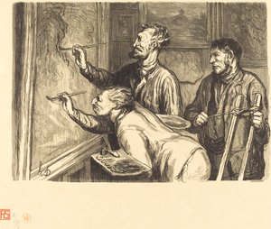 1868 Maleriudstilling - Det sidste penselstrøg af Etienne after Honoré Daumier