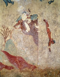 En dykker. (Detalje af freskomaleri, 520-510 f.Kr.) af Etruscan