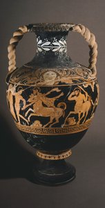 Amfora af Centauromachy-maleren. Rød-figur keramik fra Porano (Umbria). Etruskisk civilisation. 4. århundrede f.Kr. af Etruscan