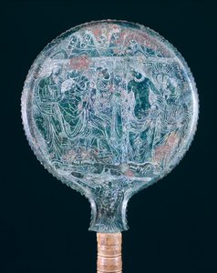 Graveret bronzespejl, fra Todi (Umbria). Etruskisk civilisation, 4. århundrede f.Kr. af Etruscan