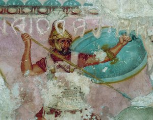 Etruskisk civilisation, Maleri af sarkofag af Amazoner, fra Tarquinia af Etruscan