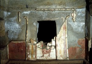 Etruskisk civilisation: indgangen til Francois-graven i nekropolis Ponte Rotto, 4. århundrede f.Kr. Vulci, Italien af Etruscan