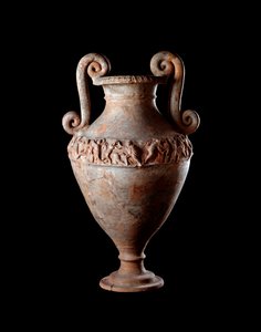 Etruskisk civilisation: terracotta amfora fra en grav af Poggio Sala, Italien 4. århundrede f.Kr. Dim 48 cm af Etruscan