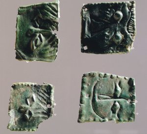 Ex-voto i bronzeplade, der forestiller øjne. Artefakter fra genstandene fra helligdommen Reithia Este (Venetien). Etruskisk civilisation, 5.-4. århundrede f.Kr. af Etruscan
