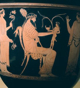 Krater (stor vase) af Altamura-maleren, detalje viser Dionysus. Keramik med rød figur. Etruskisk civilisation, 5.-4. f.Kr. af Etruscan