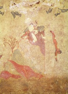 Klippe og dykkere, fra jagt- og fiskegraven, ca.520-10 f.Kr. (vægmaleri) af Etruscan