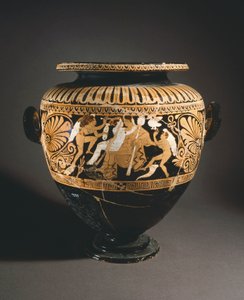 Stamnos (væskebeholder). Rød-figur keramik fra Porano (Umbria). Etruskisk civilisation, 4. århundrede f.Kr. af Etruscan