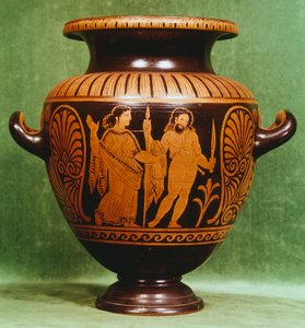 Stamnos, rød-figur keramik fra Vulci (Lazio). Etruskisk civilisation, 4. århundrede f.Kr. af Etruscan