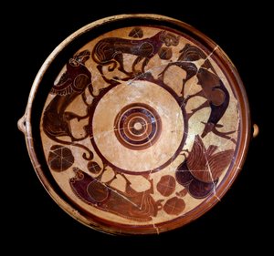 Terrakottaplade, der forestiller dyr, 600-590 f.Kr af Etruscan