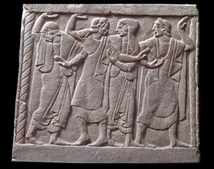Dansescene, lavrelief af marmorgravsten af Etruscan Etruscan