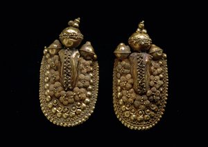 Etruskisk kunst: guldøreringe Dim 6 cm Florence Museo Archeologico af Etruscan Etruscan