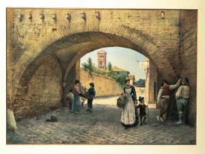 Italien, Rom, Tolomei-buen af Ettore Roesler Franz, akvarel
