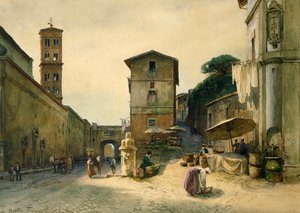 Via dei Penitenzieri i Rom, af Ettore Roesler Franz (1845-1907), fra serien Roma sparita (Forsvundet Rom)