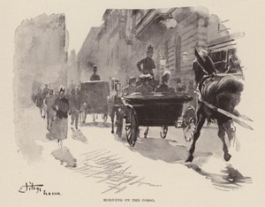 Morgen på Corso (kobberstik) af Ettore Tito