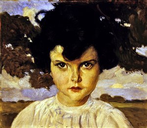 Portræt af et barn (olie på lærred) af Ettore Tito