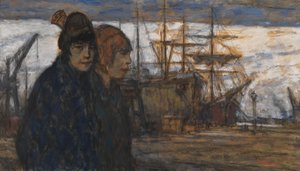 Kvinder på havnen (olie på lærred) af Eugeen van Mieghem