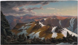Nordøstlig udsigt fra den nordlige top af Kosciusko-bjerget