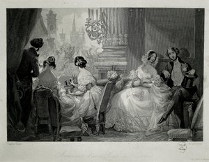 Interiør af Paris Opera, mennesker i en loge Gravering af Eugene-Louis Lami af Eugene Louis Lami