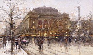 Place du Chatelet af Eugene Galien-Laloue